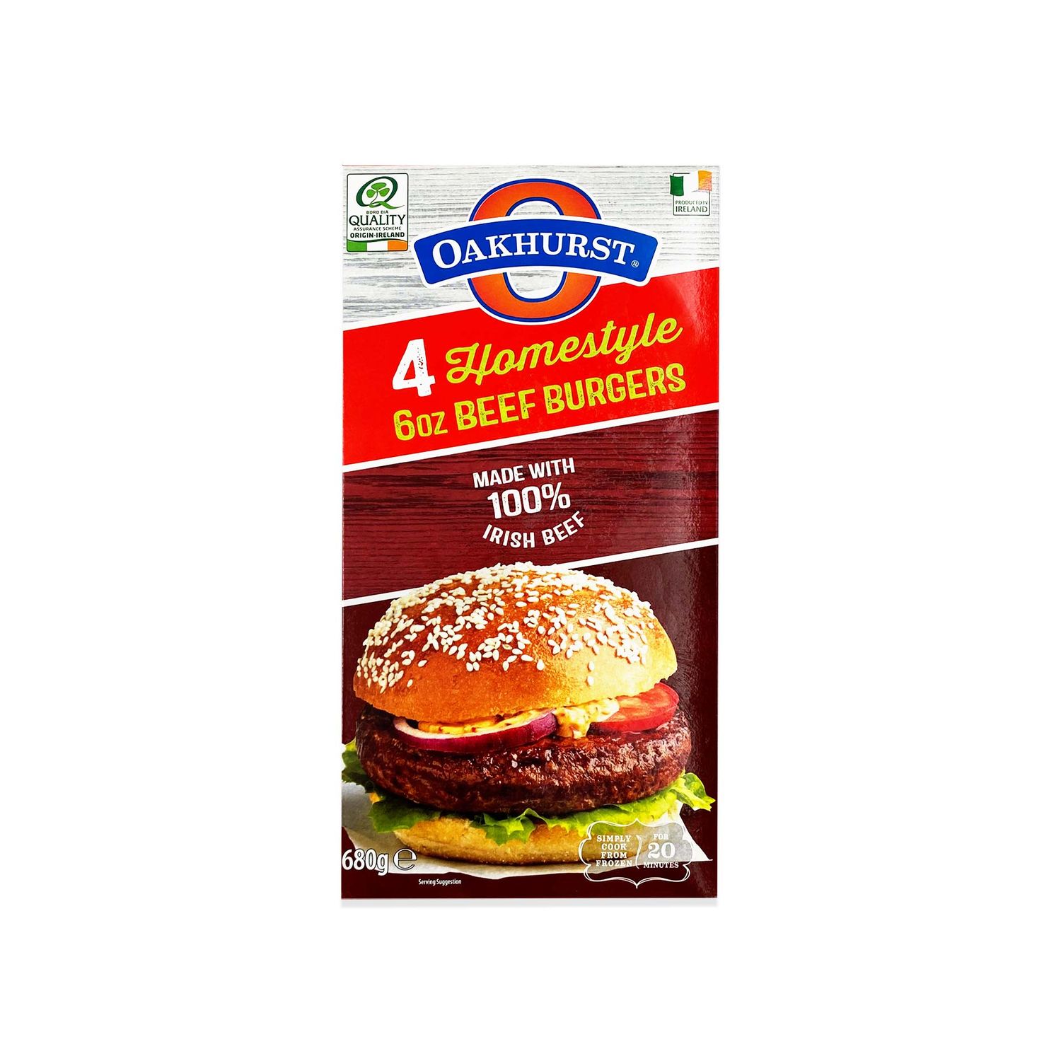 4 Homestyle 6oz Beef Burger 680g Oakhurst ALDI IE